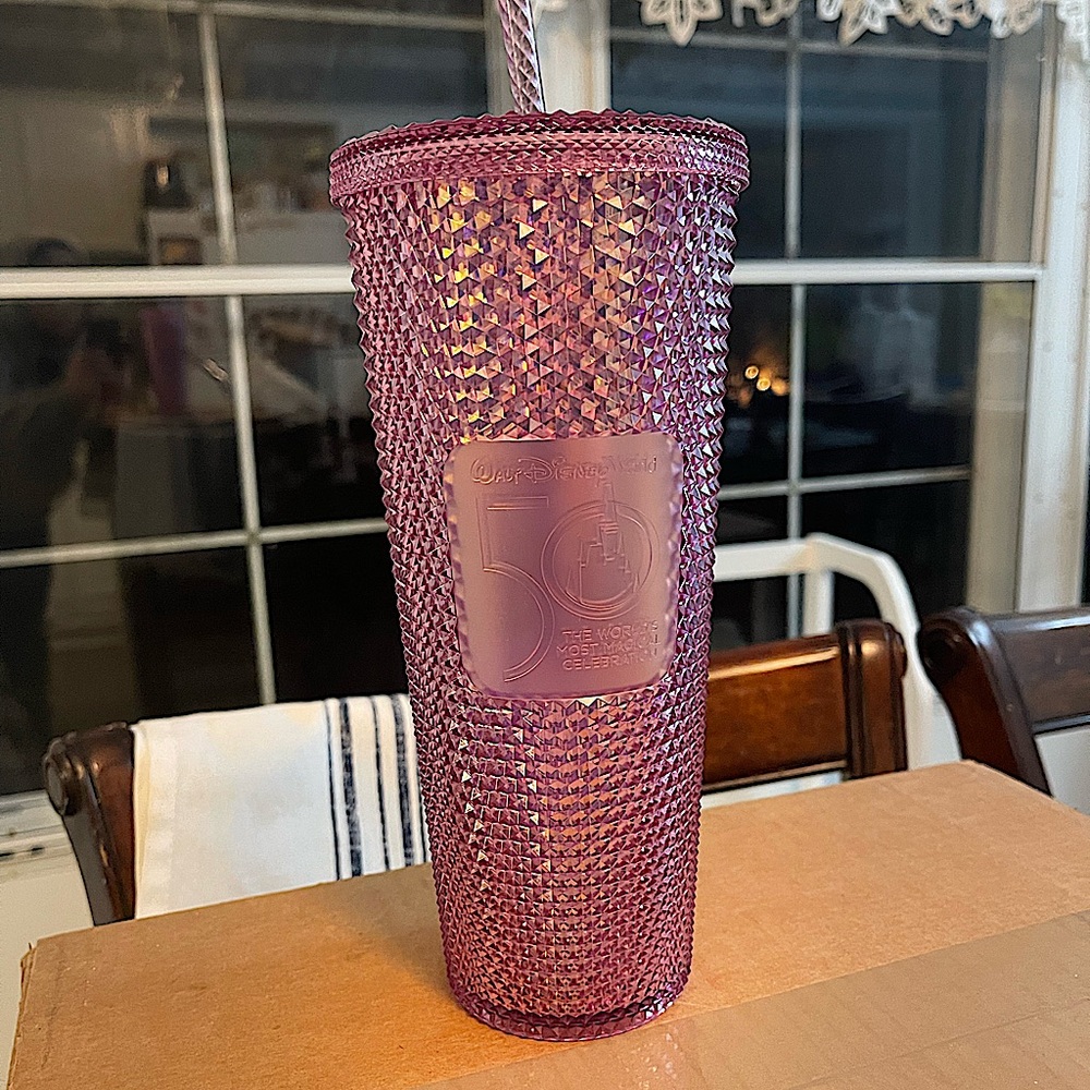 WDW 50th Anniversary Pink Starbucks Studded Tumbler